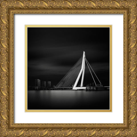 Erasmusbrug Gold Ornate Wood Framed Art Print with Double Matting by Haggard