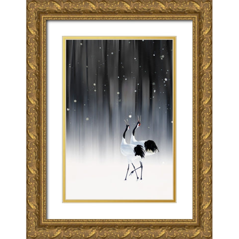 Happy New Year Gold Ornate Wood Framed Art Print with Double Matting by Iga, Ikuo