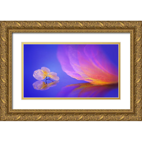 Leaf Message Gold Ornate Wood Framed Art Print with Double Matting by Pan, Sophie