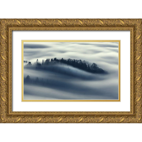 Flow Gold Ornate Wood Framed Art Print with Double Matting by Rems, Kristjan