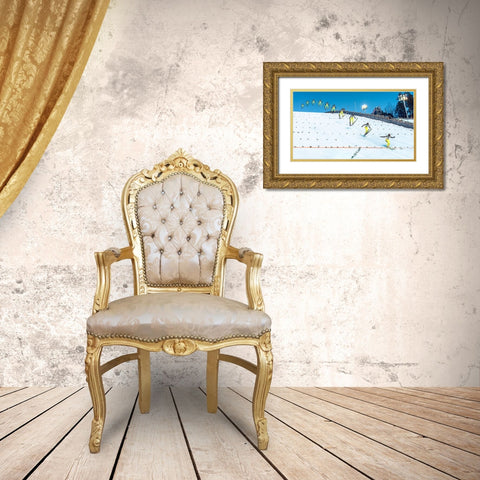 Anatomy Of A Ski Jump Gold Ornate Wood Framed Art Print with Double Matting by Damsten, Petri