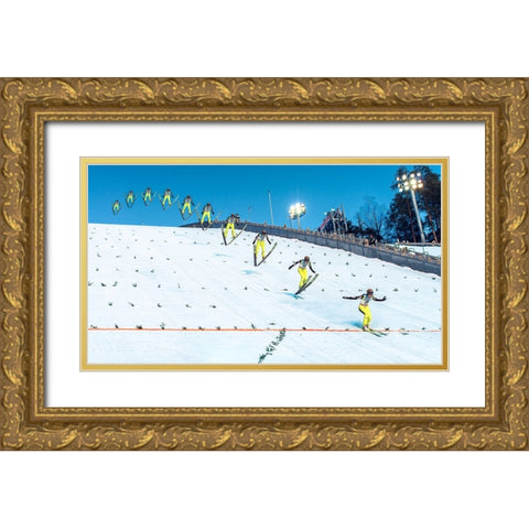 Anatomy Of A Ski Jump Gold Ornate Wood Framed Art Print with Double Matting by Damsten, Petri