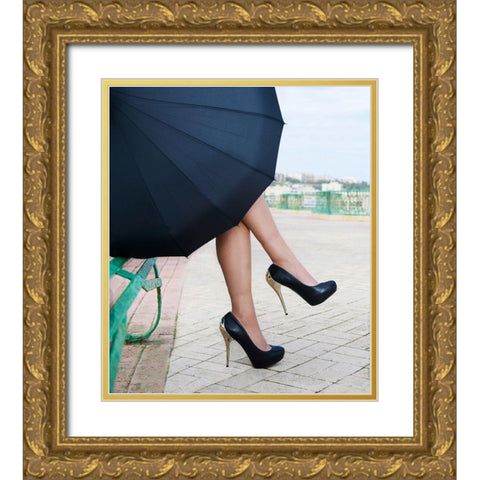 Coffee Break Gold Ornate Wood Framed Art Print with Double Matting by Apanaviciene, Renata