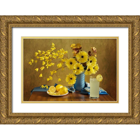 SummerS Quench Gold Ornate Wood Framed Art Print with Double Matting by Hewson, Darlene