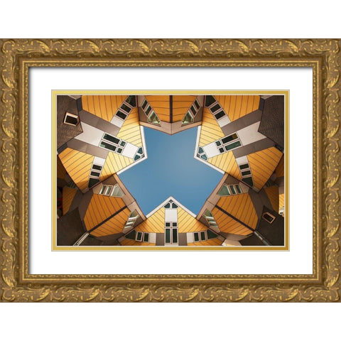 Embracing The  Blue Sky Gold Ornate Wood Framed Art Print with Double Matting by Jonkman, Gerard