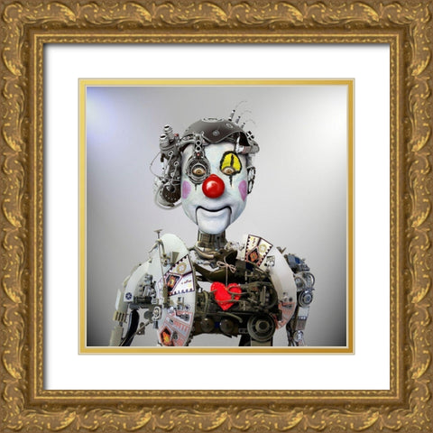 Electronic Clown Gold Ornate Wood Framed Art Print with Double Matting by DDiArte