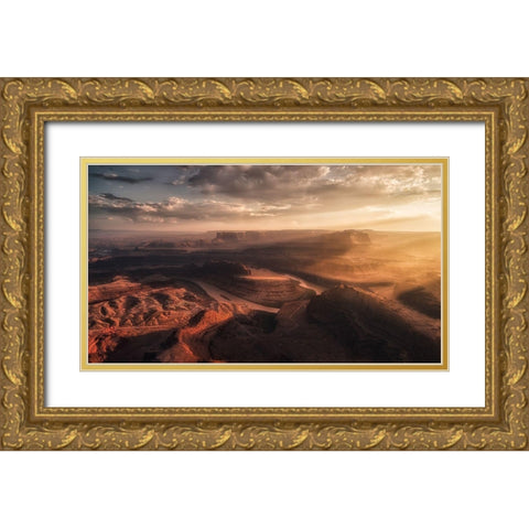 Light Blades Gold Ornate Wood Framed Art Print with Double Matting by Colella, Rene