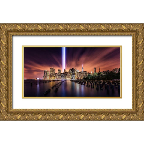 Unforgettable 9-11 Gold Ornate Wood Framed Art Print with Double Matting by De La, Javier