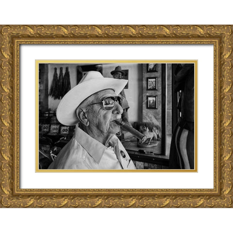 Homme Avec Cigare Gold Ornate Wood Framed Art Print with Double Matting by Liviero, Tony