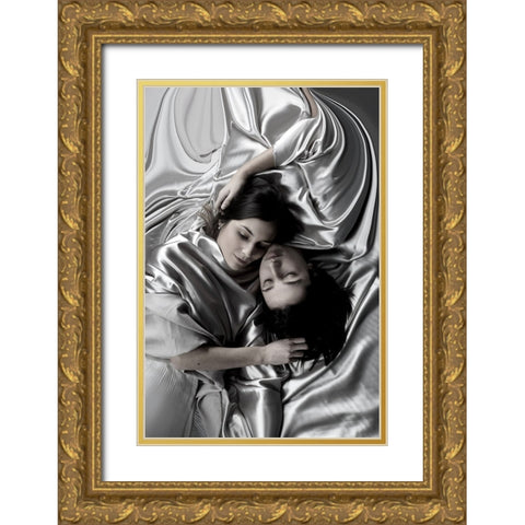 Serie: Blissful Gold Ornate Wood Framed Art Print with Double Matting by Mest, Olga