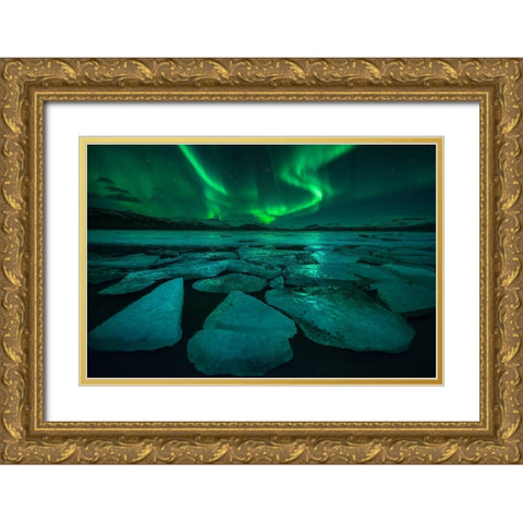 Cool Gold Ornate Wood Framed Art Print with Double Matting by Intarob, Sarawut