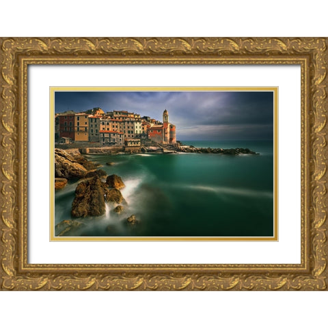 Tellaro... Gold Ornate Wood Framed Art Print with Double Matting by Browko, Krzysztof