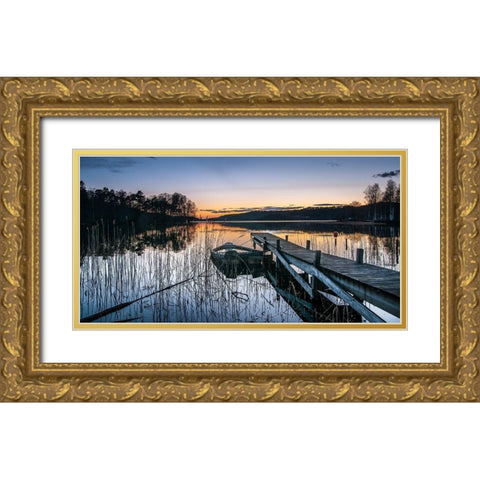An Evening With Little Heat Gold Ornate Wood Framed Art Print with Double Matting by Pettersson, Benny