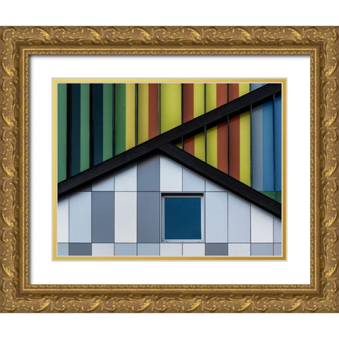 The Color Symphony Gold Ornate Wood Framed Art Print with Double Matting by Van Den, Jef