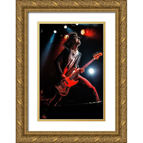 Bass Player Gold Ornate Wood Framed Art Print with Double Matting by Nakamatsu, Kenji