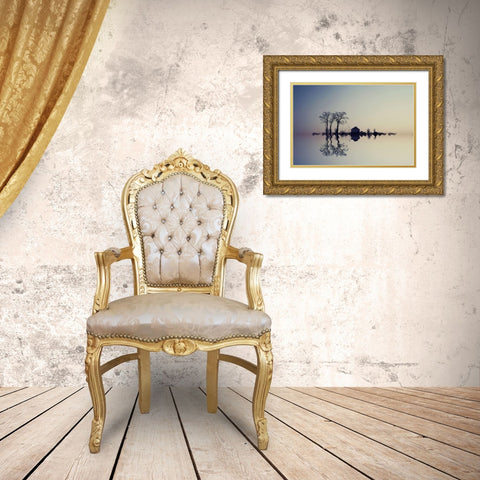 Qin The Horizonq Gold Ornate Wood Framed Art Print with Double Matting by Azimaie, Asef