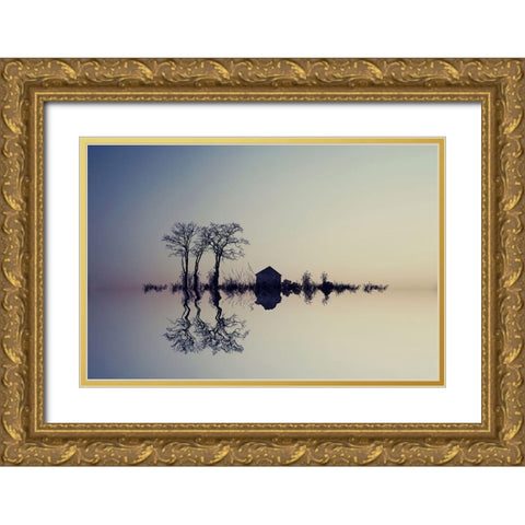 Qin The Horizonq Gold Ornate Wood Framed Art Print with Double Matting by Azimaie, Asef