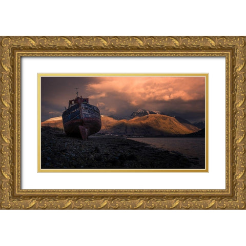 Wrecked! Gold Ornate Wood Framed Art Print with Double Matting by Deakin, Karen