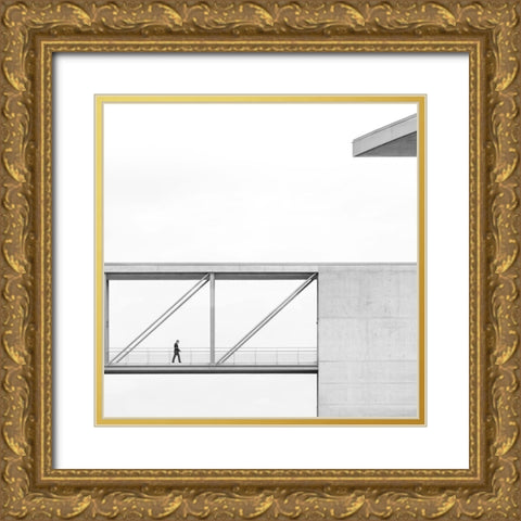 Across The Bridge Gold Ornate Wood Framed Art Print with Double Matting by Lenzen, Klaus