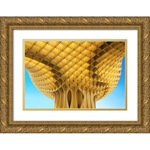 City Parasol Gold Ornate Wood Framed Art Print with Double Matting by Wride, Linda