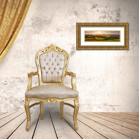 Waves Of Light Gold Ornate Wood Framed Art Print with Double Matting by De La, Javier