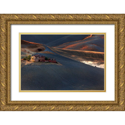 Il Gregge 5 Gold Ornate Wood Framed Art Print with Double Matting by Della Latta, Massimo