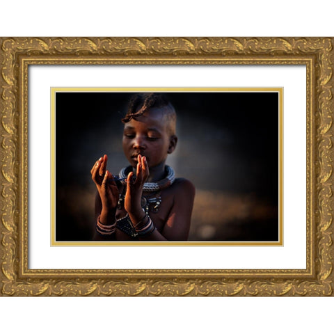 The World In My Hands Gold Ornate Wood Framed Art Print with Double Matting by Cole, Trevor