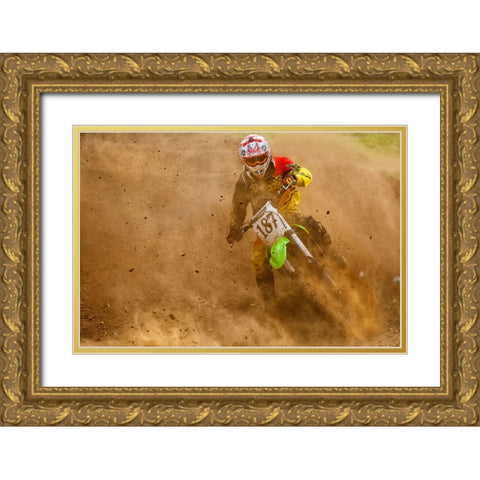 Biker Gold Ornate Wood Framed Art Print with Double Matting by Gonzalez, Carlos