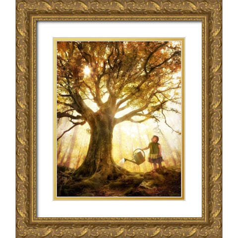 Growing Up Is Made Of Small Things Gold Ornate Wood Framed Art Print with Double Matting by Kiciak, Christophe