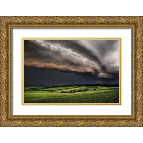 Storm Gold Ornate Wood Framed Art Print with Double Matting by Jochen, Burger