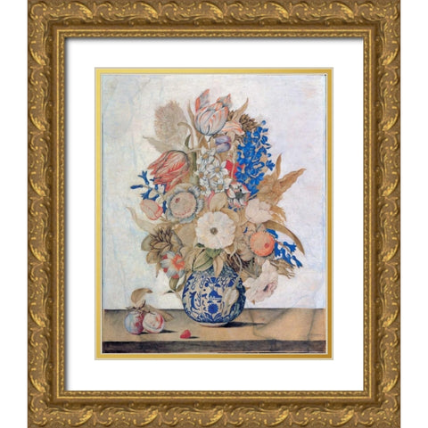 Florentine, Vase of Flowers Gold Ornate Wood Framed Art Print with Double Matting by Todini, Lorenzo