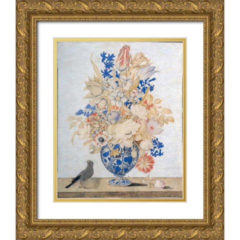 Florentine, Vase of Flowers Gold Ornate Wood Framed Art Print with Double Matting by Todini, Lorenzo