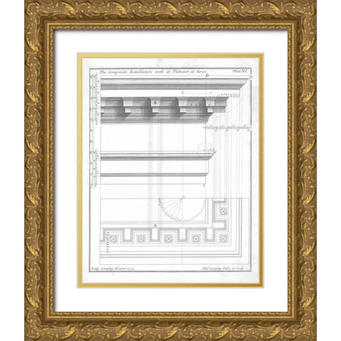 The Composite Entablature Gold Ornate Wood Framed Art Print with Double Matting by Langley, Batty