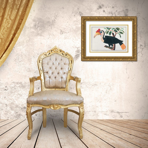 Ingang, Hornbill Gold Ornate Wood Framed Art Print with Double Matting by Anonymous