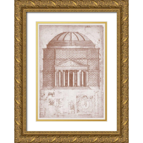 Section of the Pantheon Gold Ornate Wood Framed Art Print with Double Matting by Peruzzi, Baldassare