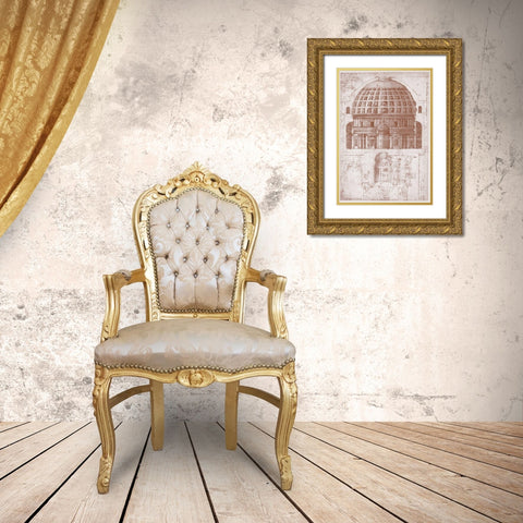 Section of the Pantheon Gold Ornate Wood Framed Art Print with Double Matting by Peruzzi, Baldassare