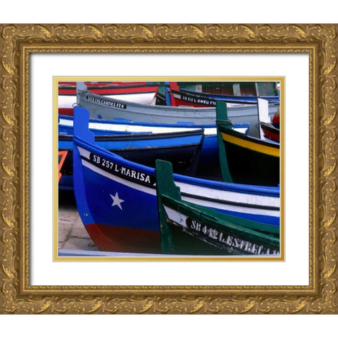 Fishing Boats, Morocco Gold Ornate Wood Framed Art Print with Double Matting by Blue, Cyril
