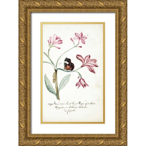 Jasmine Tree Branch, Caterpillar Gold Ornate Wood Framed Art Print with Double Matting by Markee, Cornelis