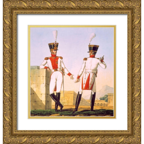 French Army, Bataillion de la Garde de Paris Gold Ornate Wood Framed Art Print with Double Matting by Vernet, Carle