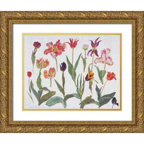 Tulips Gold Ornate Wood Framed Art Print with Double Matting by Blackadder, Elizabeth
