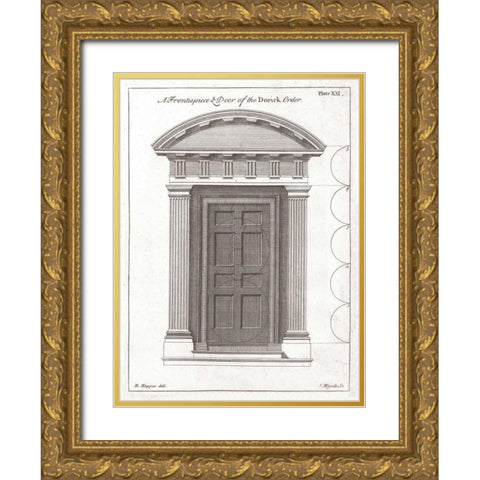 Door, Doric Order Gold Ornate Wood Framed Art Print with Double Matting by Hoppus, Edward