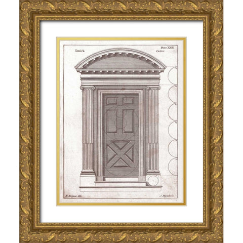Door, Ionic Order Gold Ornate Wood Framed Art Print with Double Matting by Hoppus, Edward
