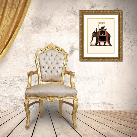 Indian Ceremonial Elephant- Black Gold Ornate Wood Framed Art Print with Double Matting by Anonymous