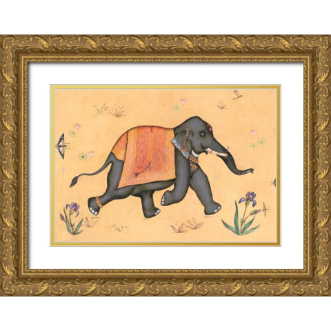 Elephant-Indian Animals Gold Ornate Wood Framed Art Print with Double Matting by Gynn, Fran
