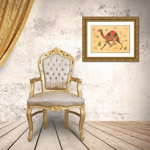 Camel-Indian Animals Gold Ornate Wood Framed Art Print with Double Matting by Gynn, Fran