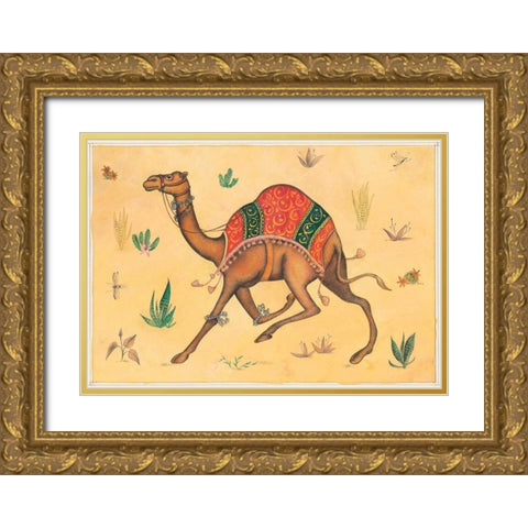 Camel-Indian Animals Gold Ornate Wood Framed Art Print with Double Matting by Gynn, Fran