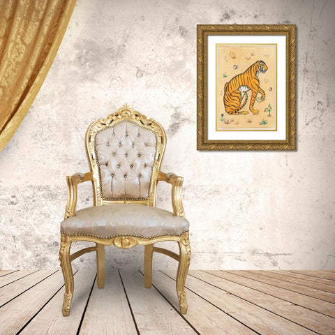 Tiger-Indian Animals Gold Ornate Wood Framed Art Print with Double Matting by Gynn, Fran