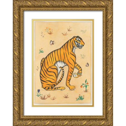 Tiger-Indian Animals Gold Ornate Wood Framed Art Print with Double Matting by Gynn, Fran