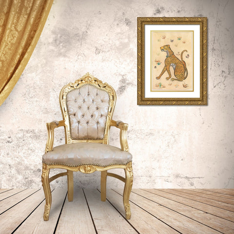 Leopard-Indian Animals Gold Ornate Wood Framed Art Print with Double Matting by Gynn, Fran