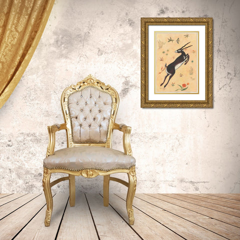 Black Deer-Buck-Indian Animals Gold Ornate Wood Framed Art Print with Double Matting by Gynn, Fran